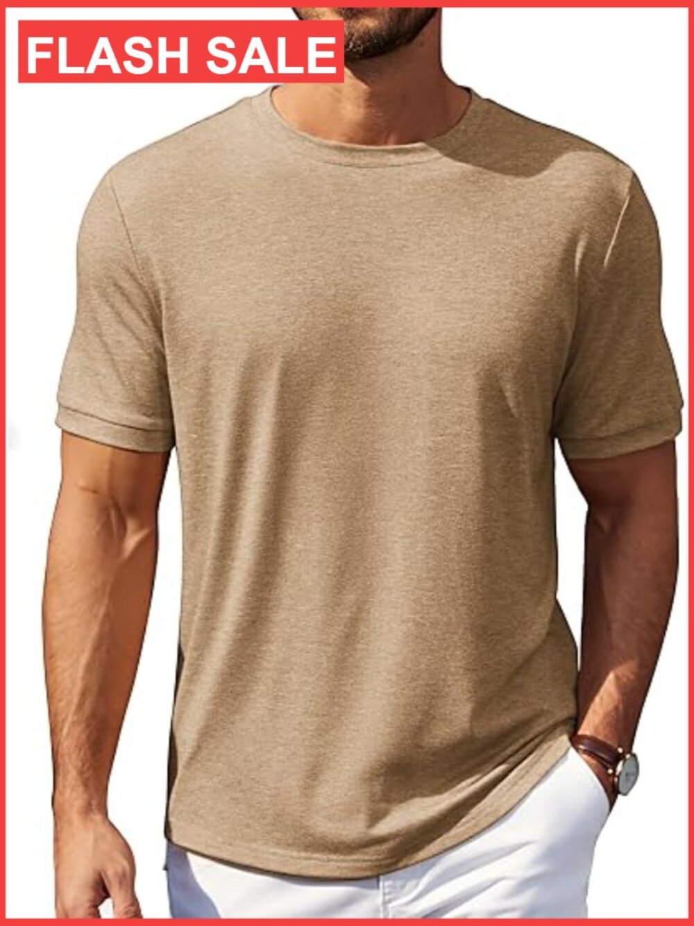 Classic Crew Neck Cotton Tee Shirt for Men Summer Everyday Basic